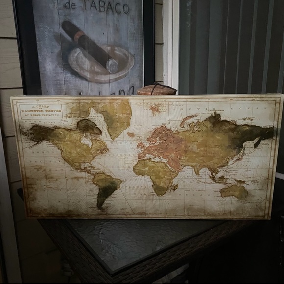 Beautiful Art On Canvas 15X30 Hand Embellished Canvas World Maps NWT - Picture 14 of 15